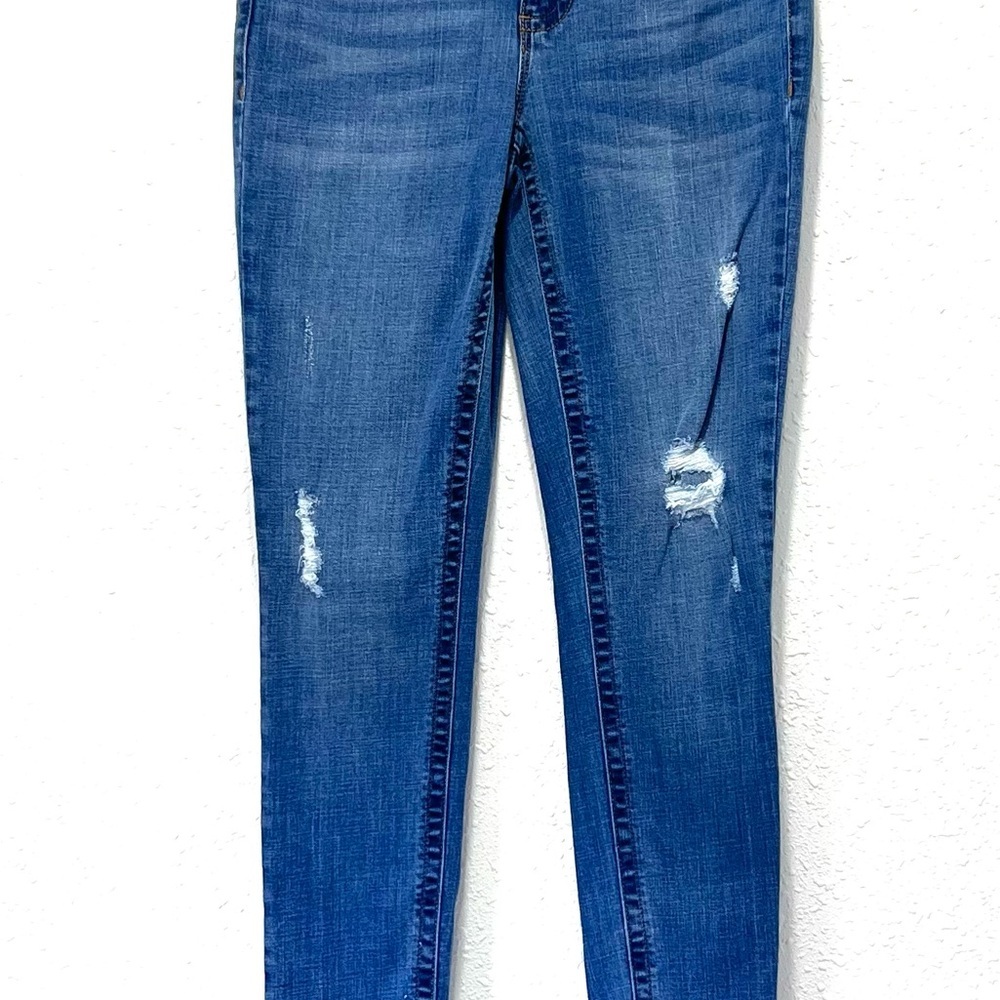 Seven7 Blue tummy less high rise Skinny Distressed Jeans 6 - Picture 6 of 7